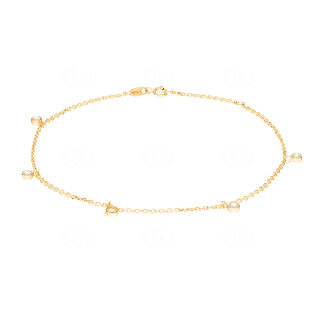 Fusskette Anker 750/18 K Gelbgold mit Zirkonia