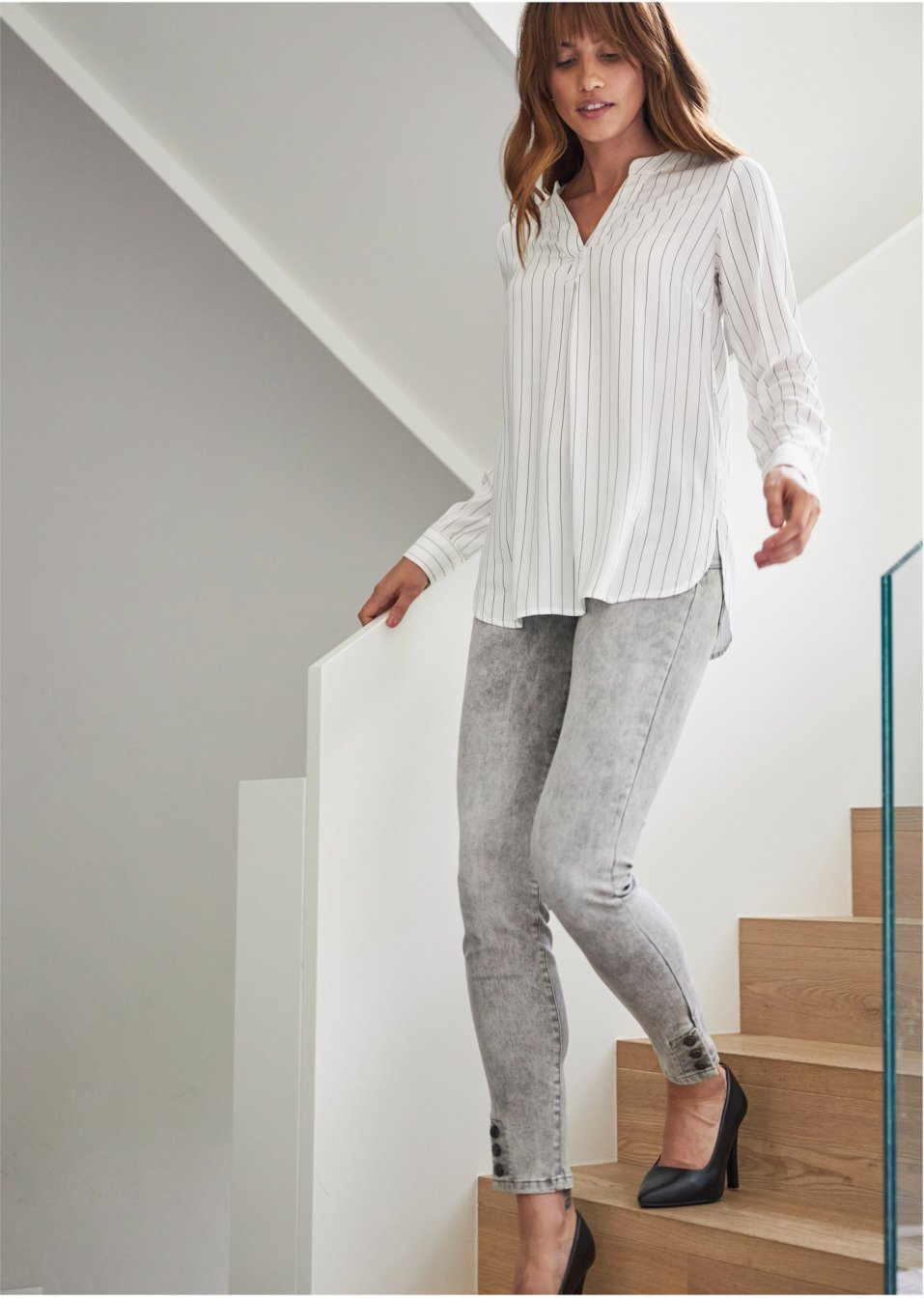Tunique longue rayée en viscose