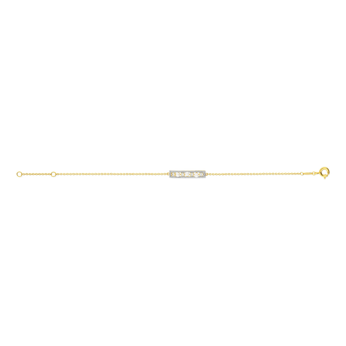 Bracelet or 375 2 tons perles de culture de Chine zirconias 18 cm