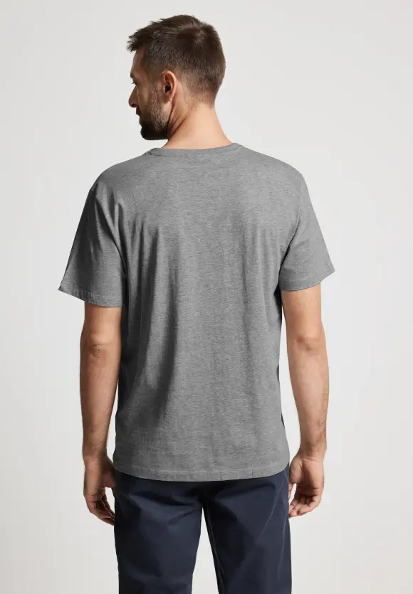 Basic V-Neck  T-Shirt - stone grey melange