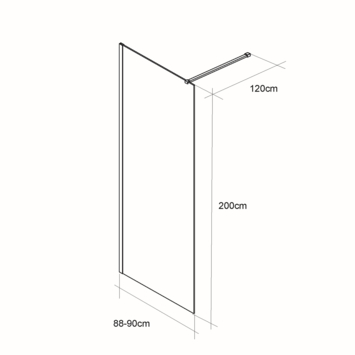Allibert Douchewand Colors 90x200 cm Gerookt Glas met Zwarte Profielen