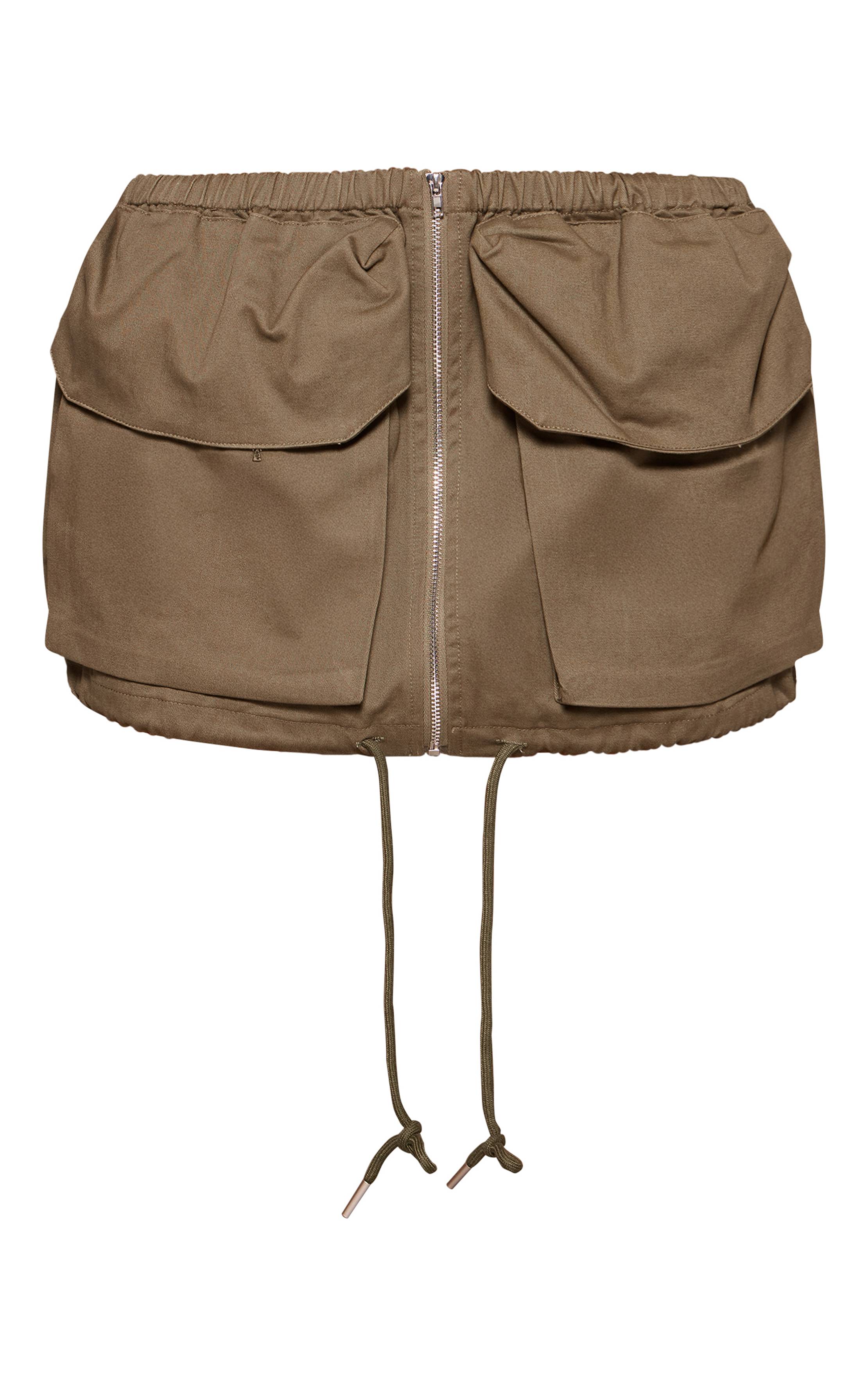 Vert Mini-jupe Tissée Utilitaire À Poches