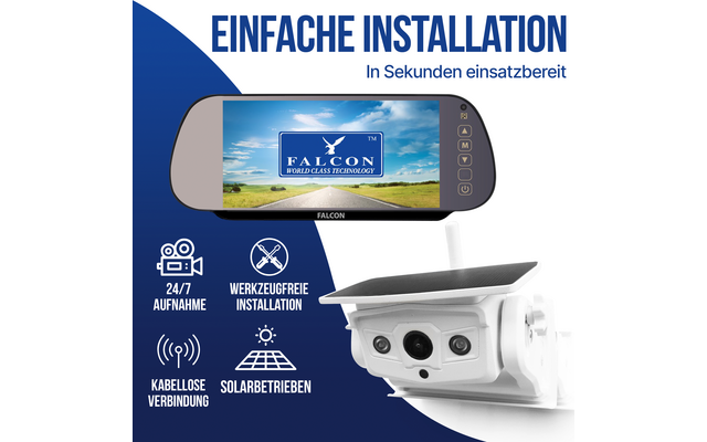 Falcon Magnetisches Drahtloses Kamerasystem 7 Zoll Monitor und 50 m Reichweite