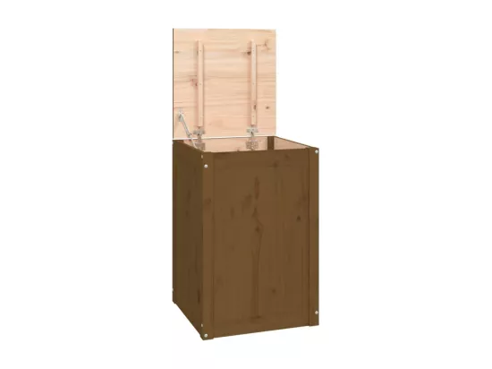Boîte à linge Marron miel 44x44x66 cm Bois massif de pin