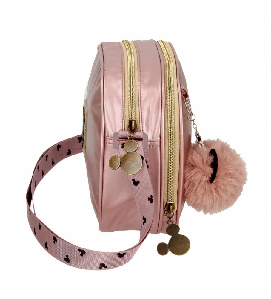 Bolsa de ombro Joumma Bags Mickey Outline com dois compartimentos, rosa.