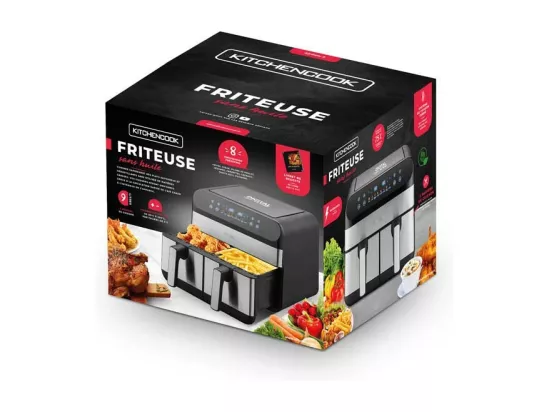Friteuse Sans Huile Avec Deux Cuves 8 Programmes Airflow 9 De Kitchencook