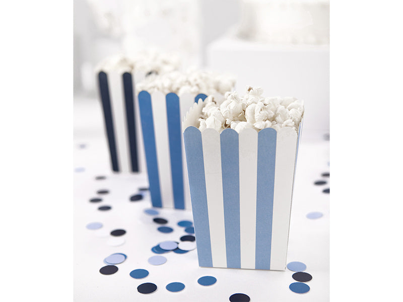 Popcorn Bakjes Blauw Mix 12,5cm 6st