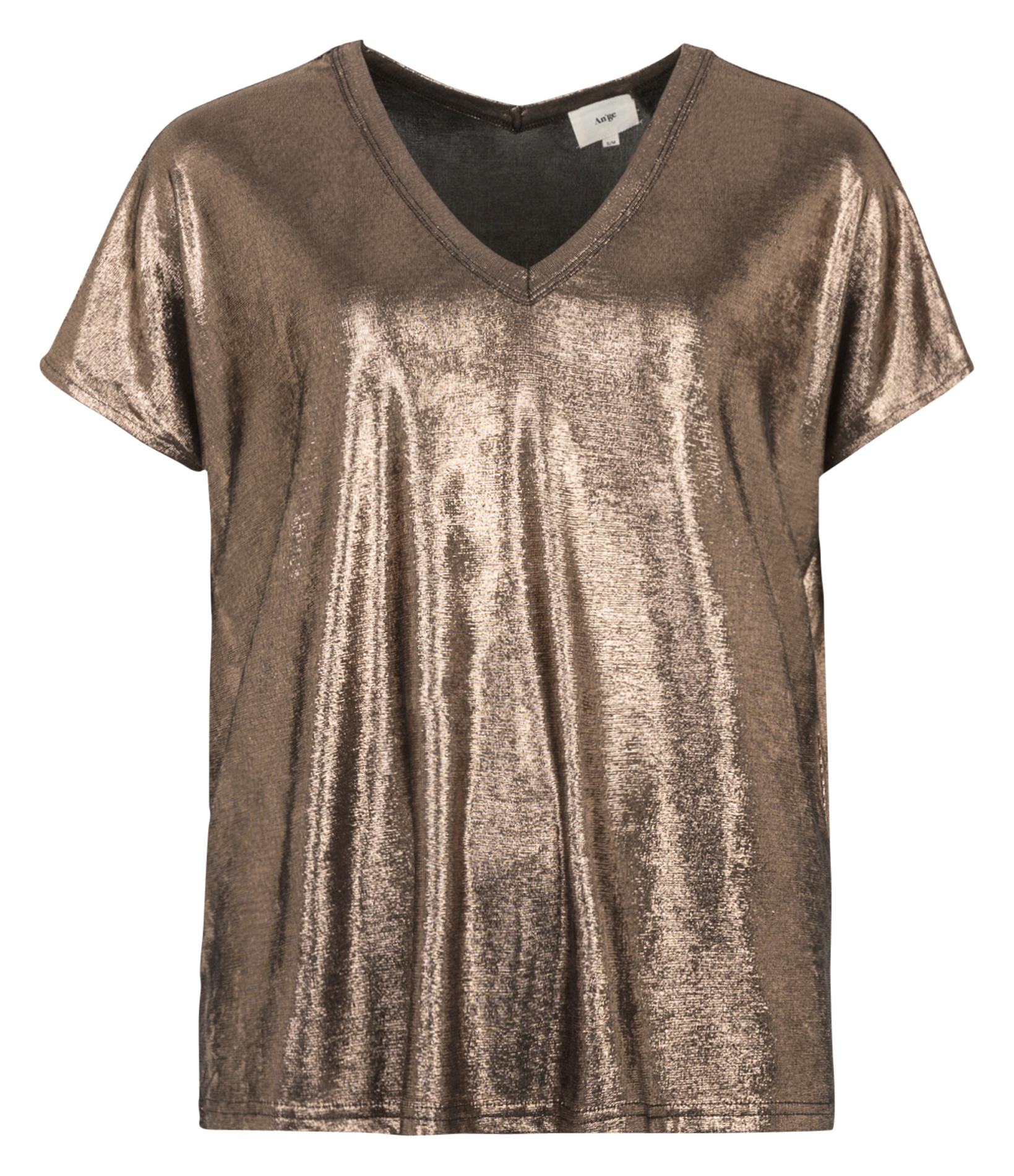 AGNEZ - Tee-shirt droit métallisé | Marron
