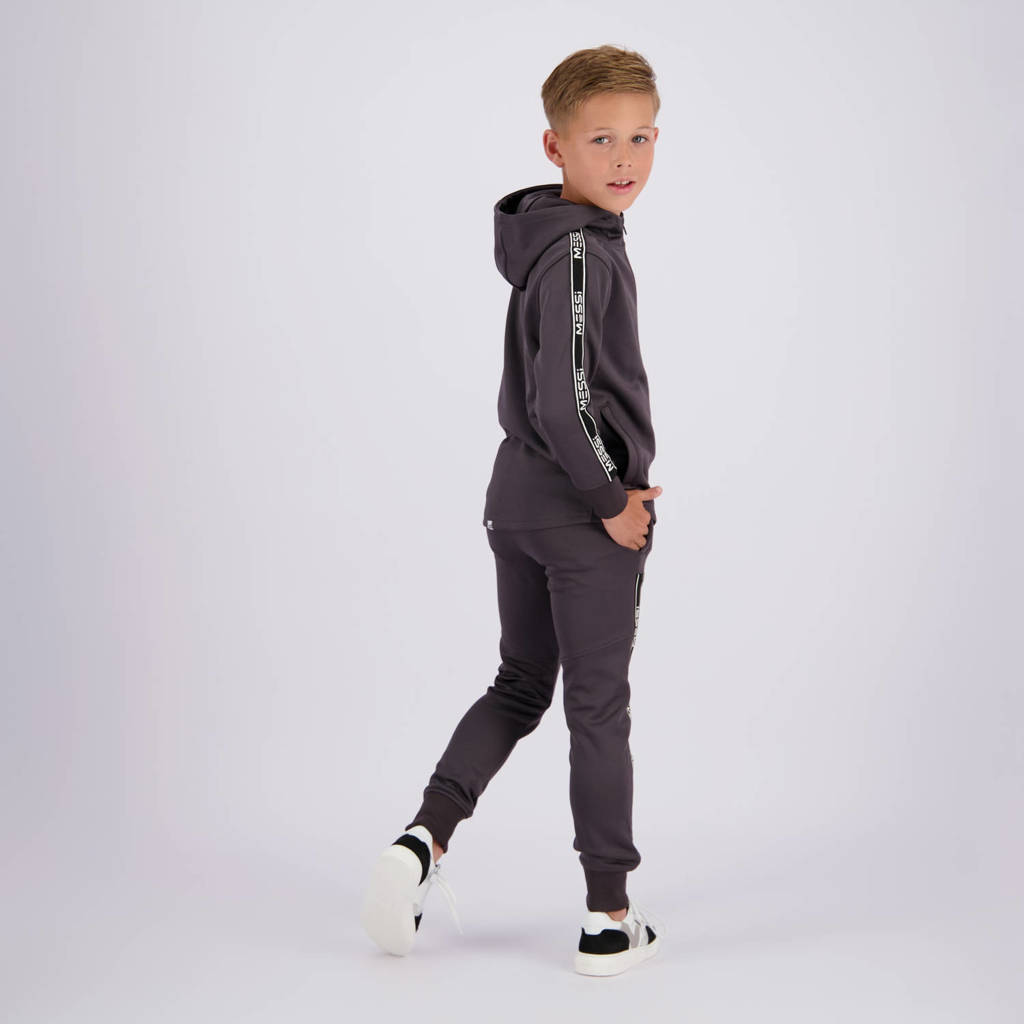Vingino sweatvest Oshio met contrastbies donkergrijs