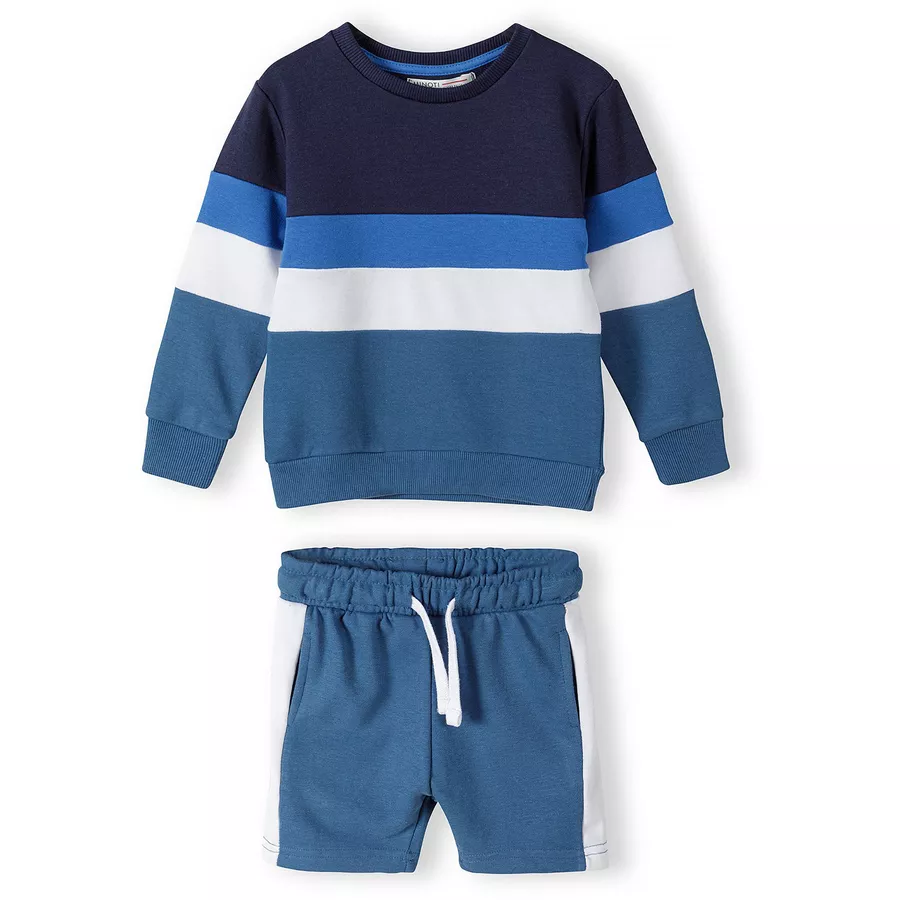 MINOTI Sweatshirt und Shorts im Set DunkelblauWeiß