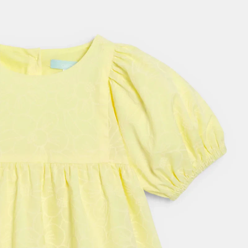 Robe de cérémonie effet brodé jaune bébé fille Jaune