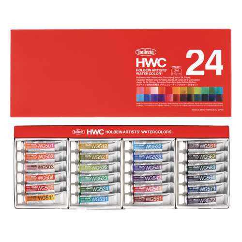 HOLBEIN Künstler-Aquarellfarben 24er-Set, granulierend