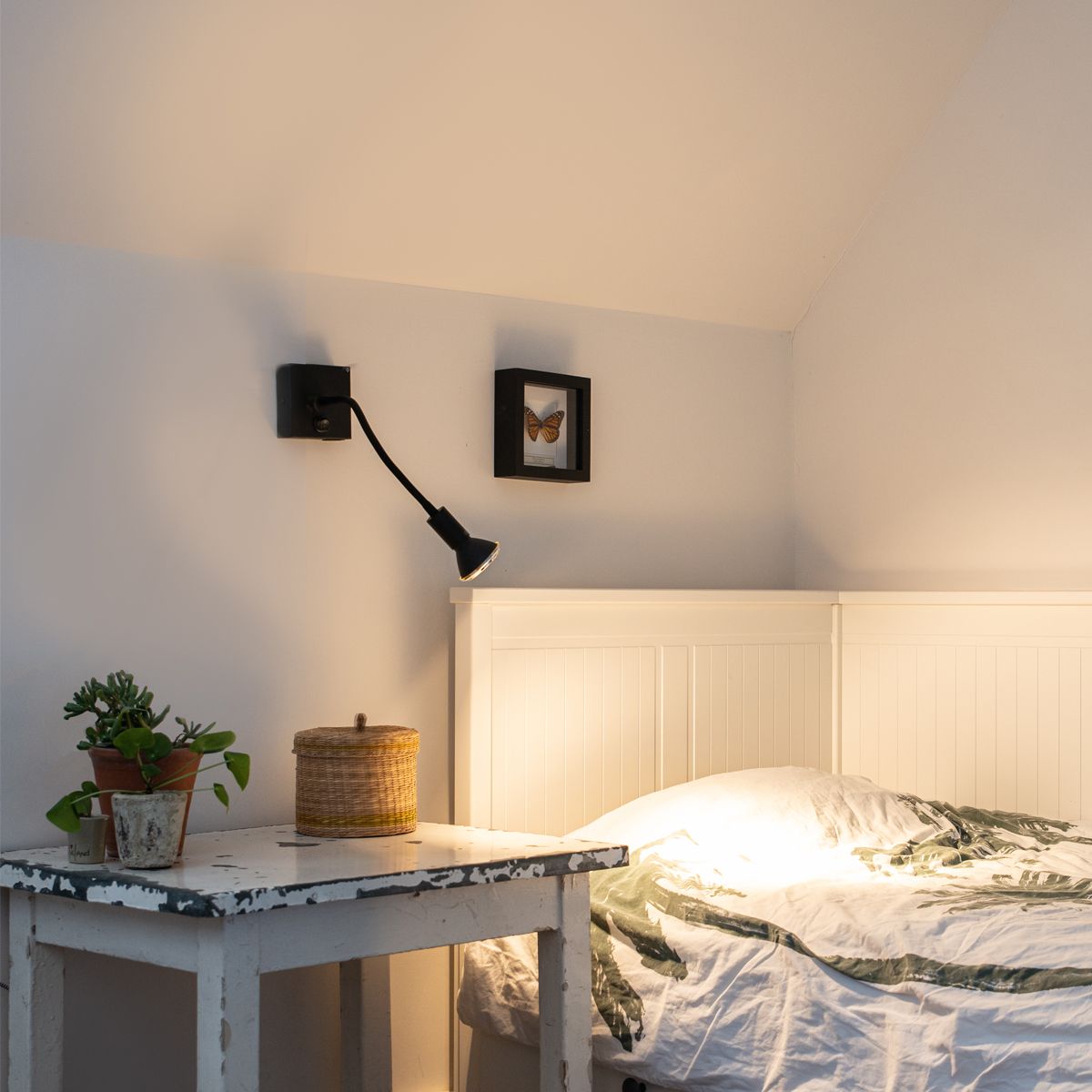 Moderne flexibele wandlamp USB zwart - Zeno