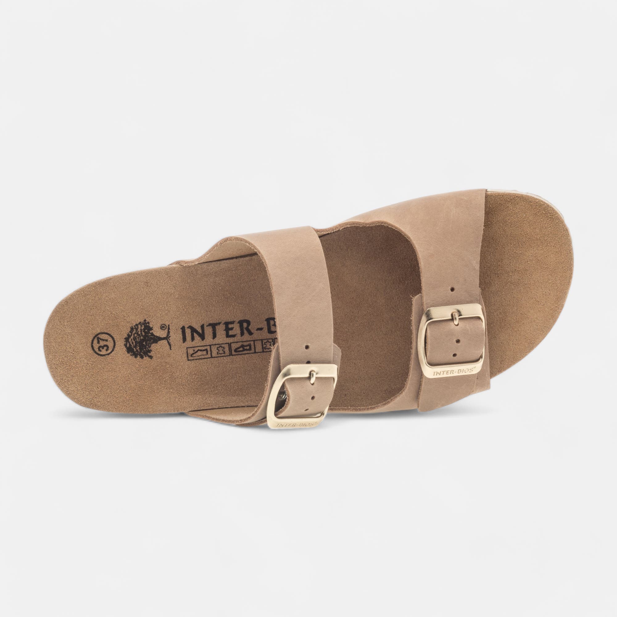 Mules semelle liège à talon compensé Femme en cuir beige