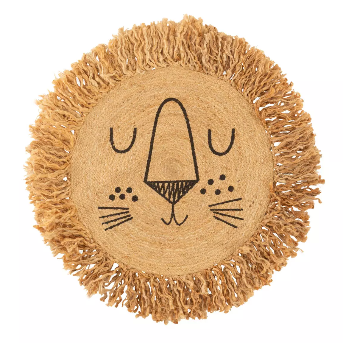 Tapis jute enfant (90 cm) Lion Beige
