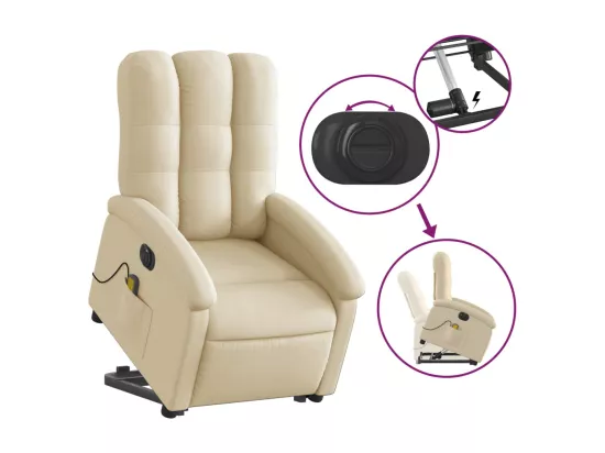 Fauteuil inclinable massant électrique Crème Tissu