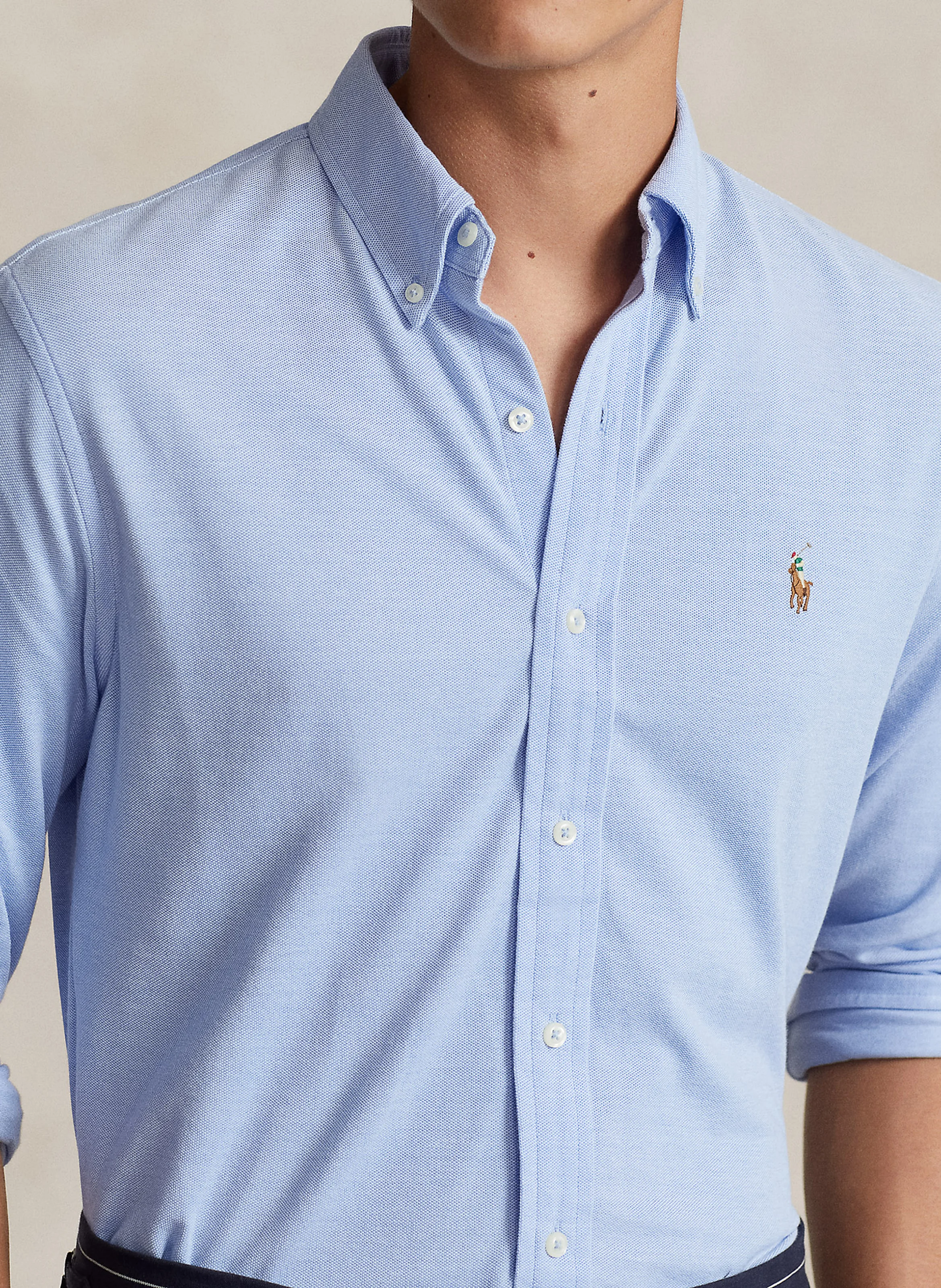 Chemise droite col classique en coton | Bleu