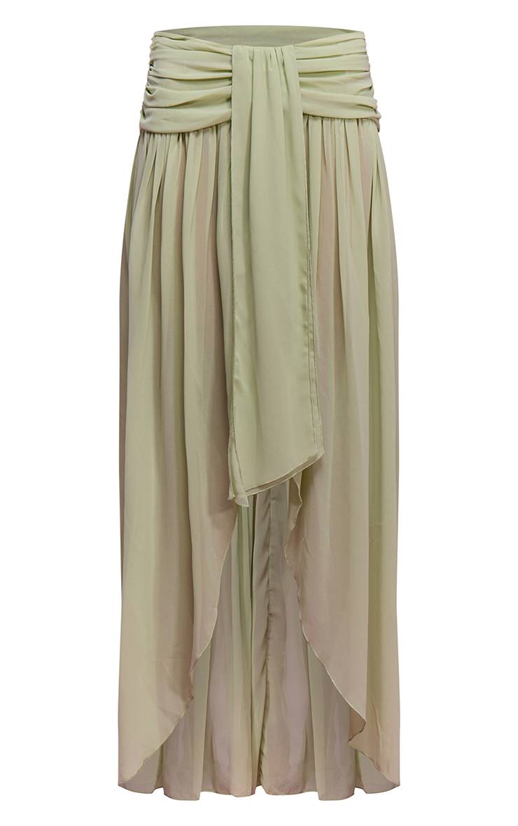 Soft Mint Jupe Longue Drapée En Mousseline