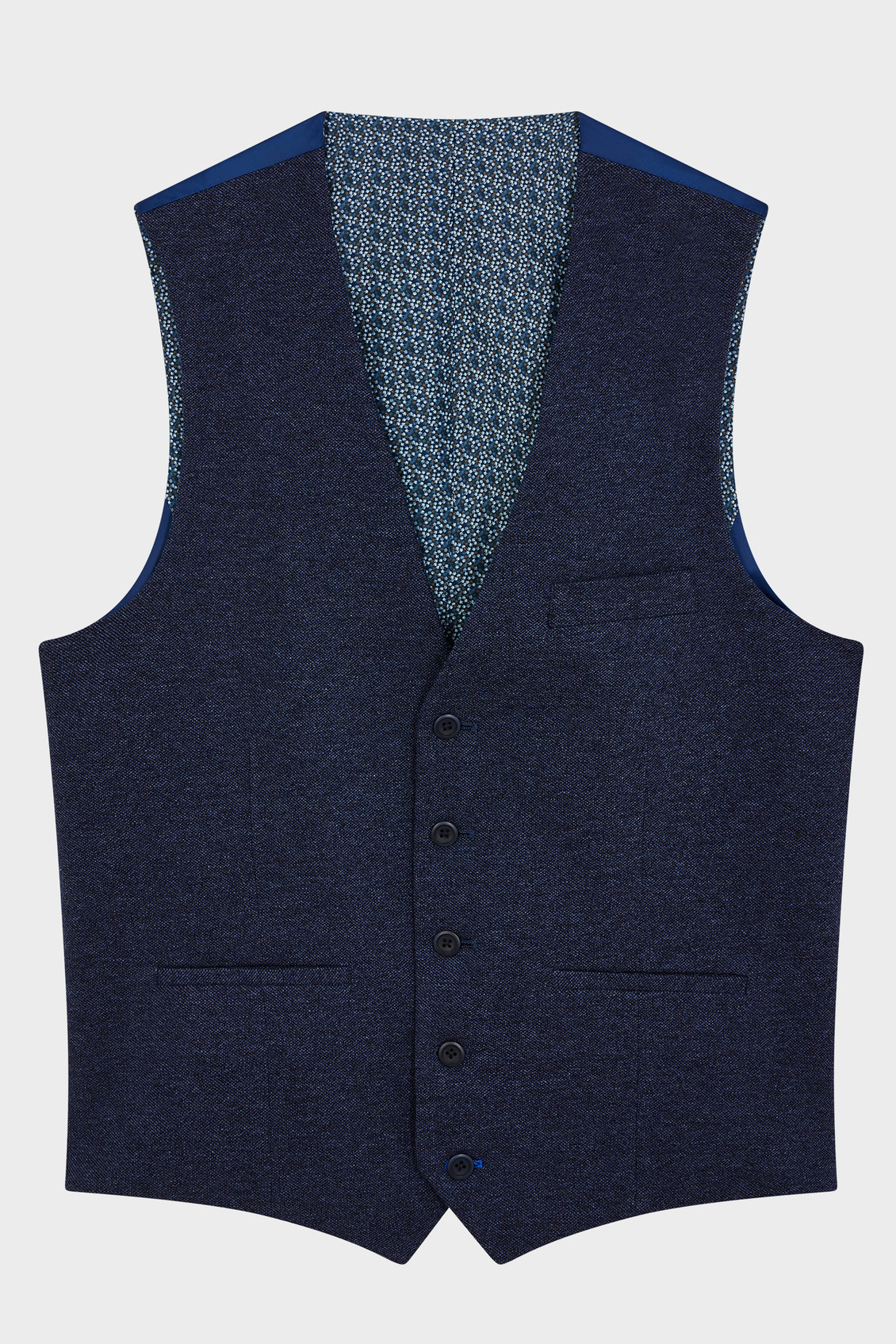 Gilet casual en coton mélangé uni bleu indigo