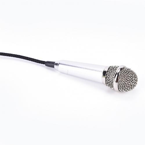Mini Mikrofon mit 3.5mm Klinke Anschluss für Handy / Tablet / PC - Silber