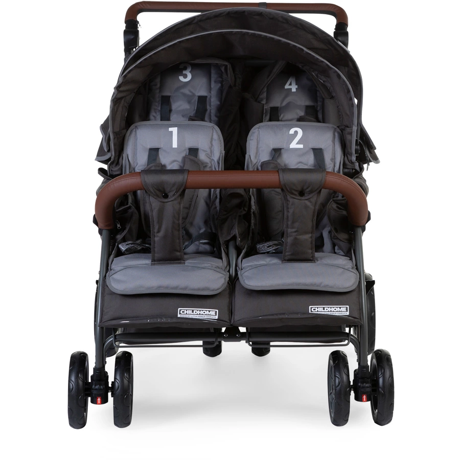 CHILDHOME Vierlingskinderwagen Quadruple Anthrazit