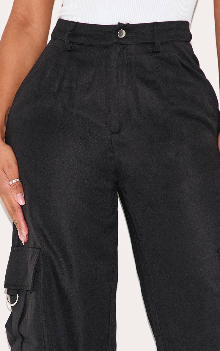 Noir Prettylittlething Shape Pantalon Cargo Large À Détail Boucle