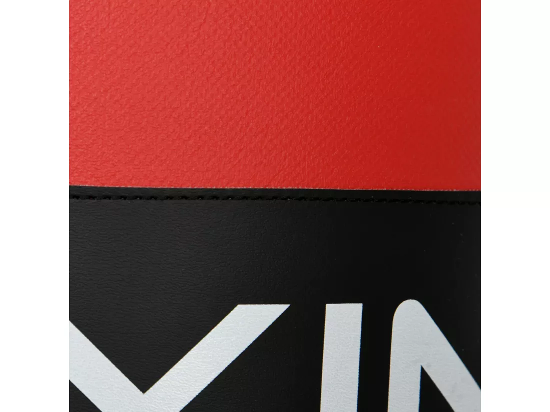 Sac de frappe à suspendre - kit de fixation, chaine 4 points, gants inclus - acier PVC EPE rouge noir