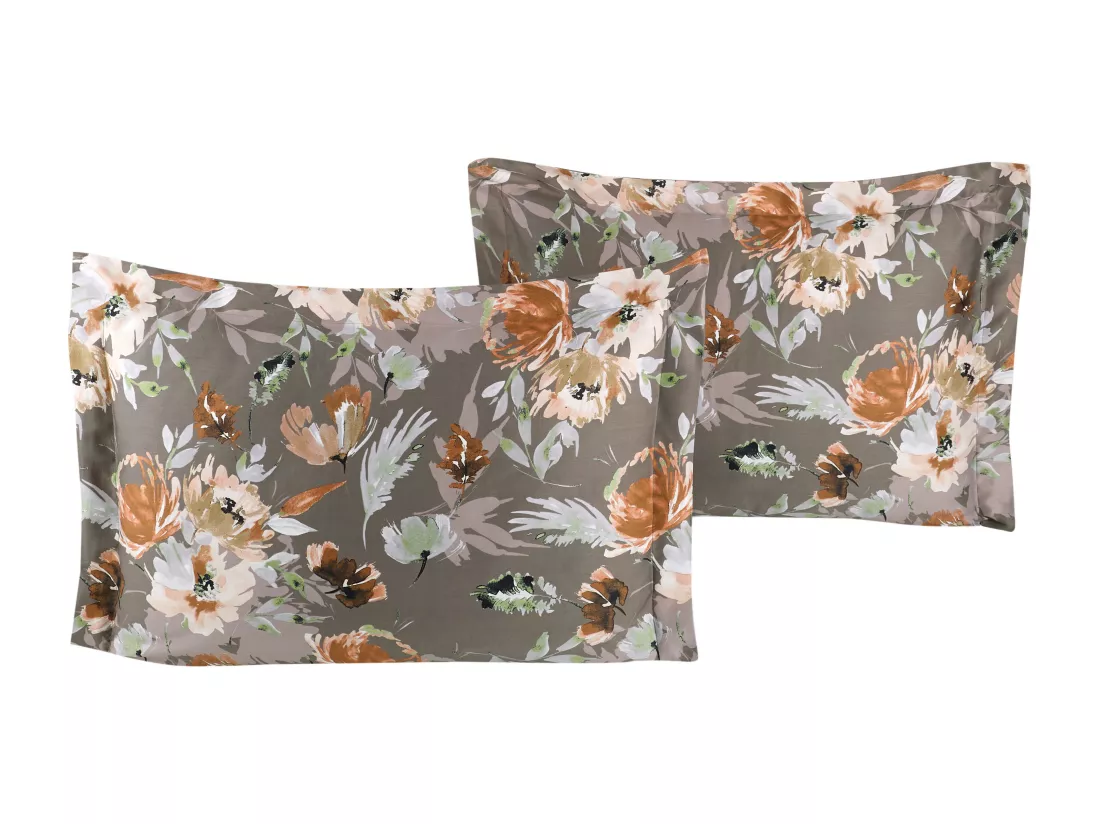 Lot de 2 Taies d'oreiller satin de coton imprimé 