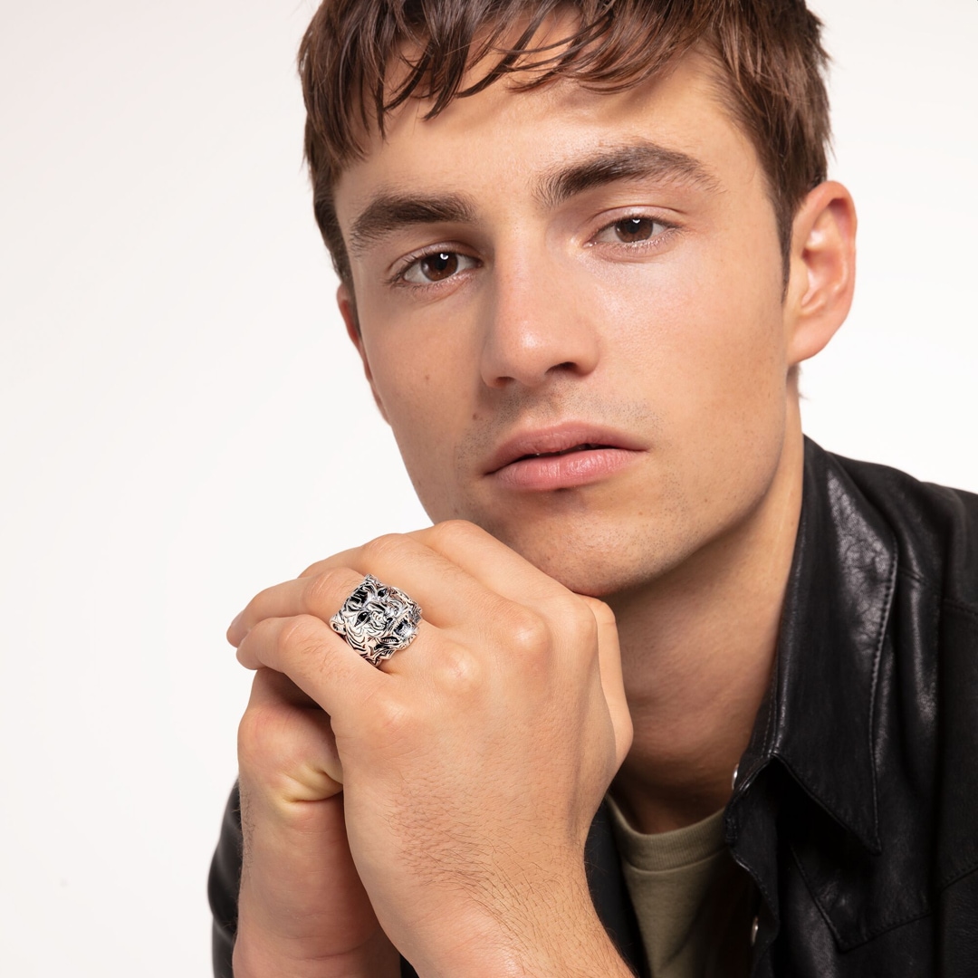 Thomas Sabo Sterling Silver Rebel at Heart Ring Tiger Silber