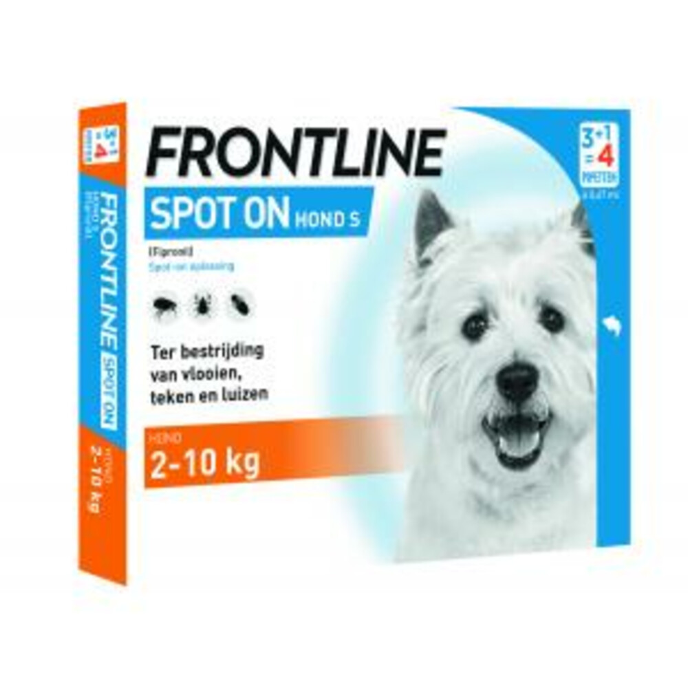 Frontline Spot On Anti Vlooien en Teken Druppels Hond tot 10 kg4 pipetten