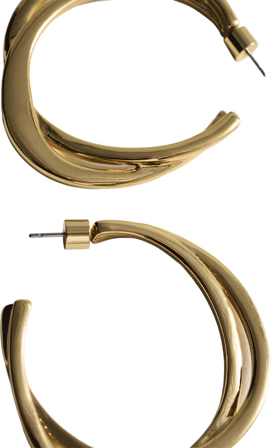 MANGO Intertwined hoop earrings Gold