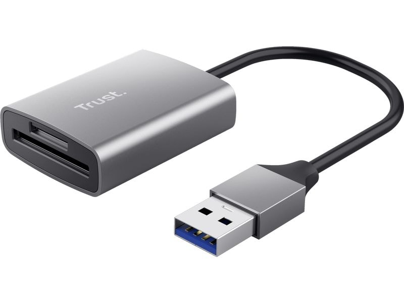 Trust Card Reader Extern USB-A Kompaktes Kartenlesegerät für (micro)SD-Karten mit Standard-USB-Anschluss und Aluminium-Gehäuse
