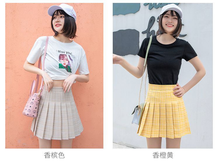Niji Smile - Inset Shorts Geruite Geplooide Rok