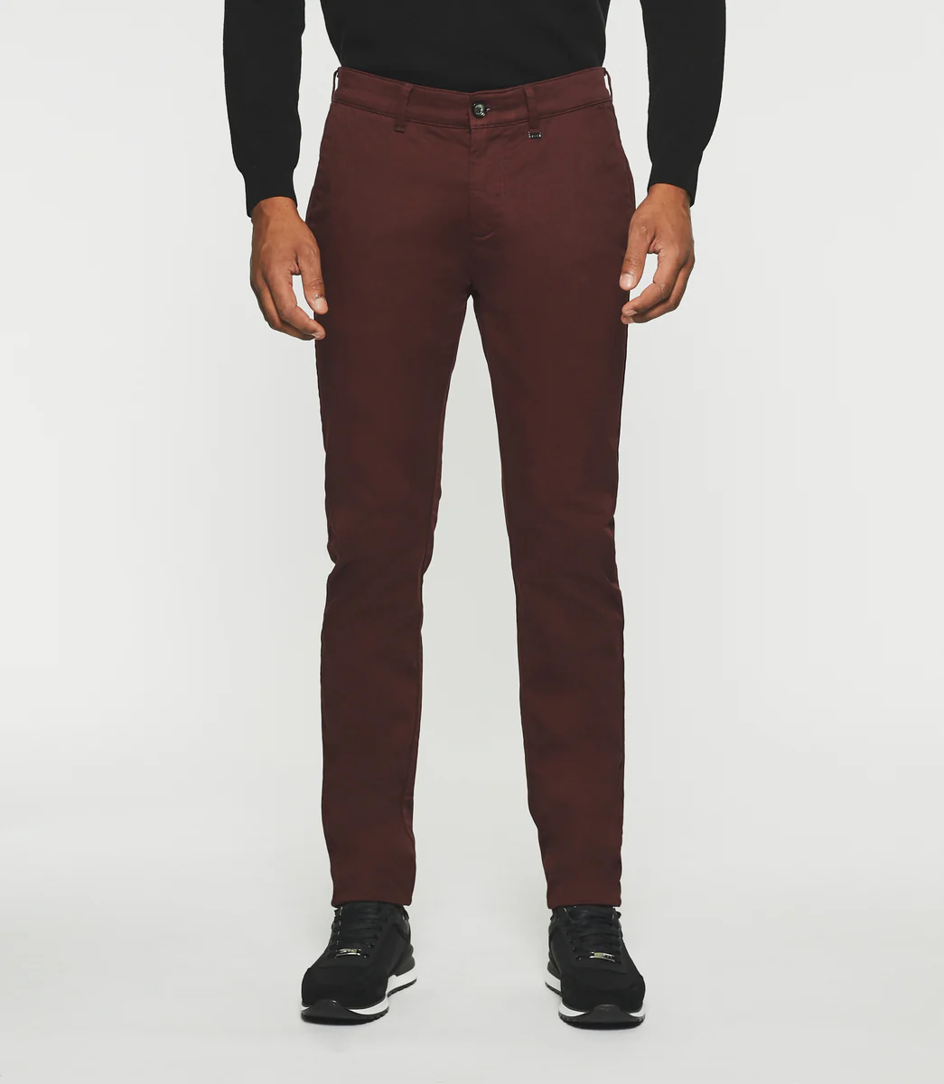 Pantalon chino slim bordeaux VANAMA