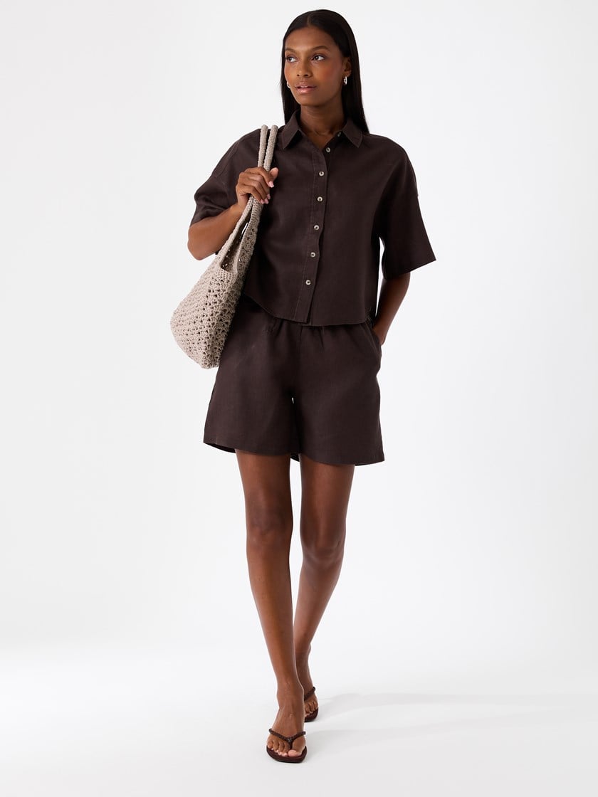 Diondra linshorts Chocolate Brown
