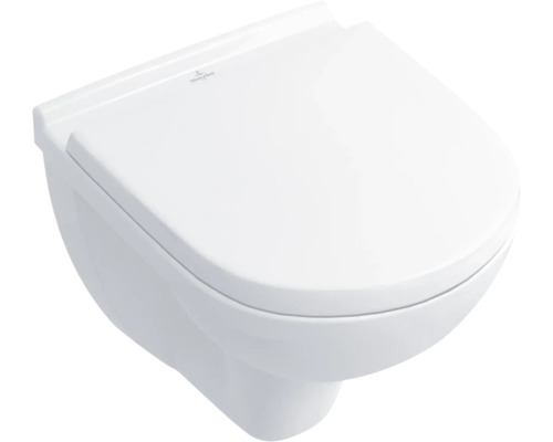 Villeroy & Boch wandclosetset O.novo diepspoeltoilet met rand, glanzend wit met toiletzitting 5688H101
