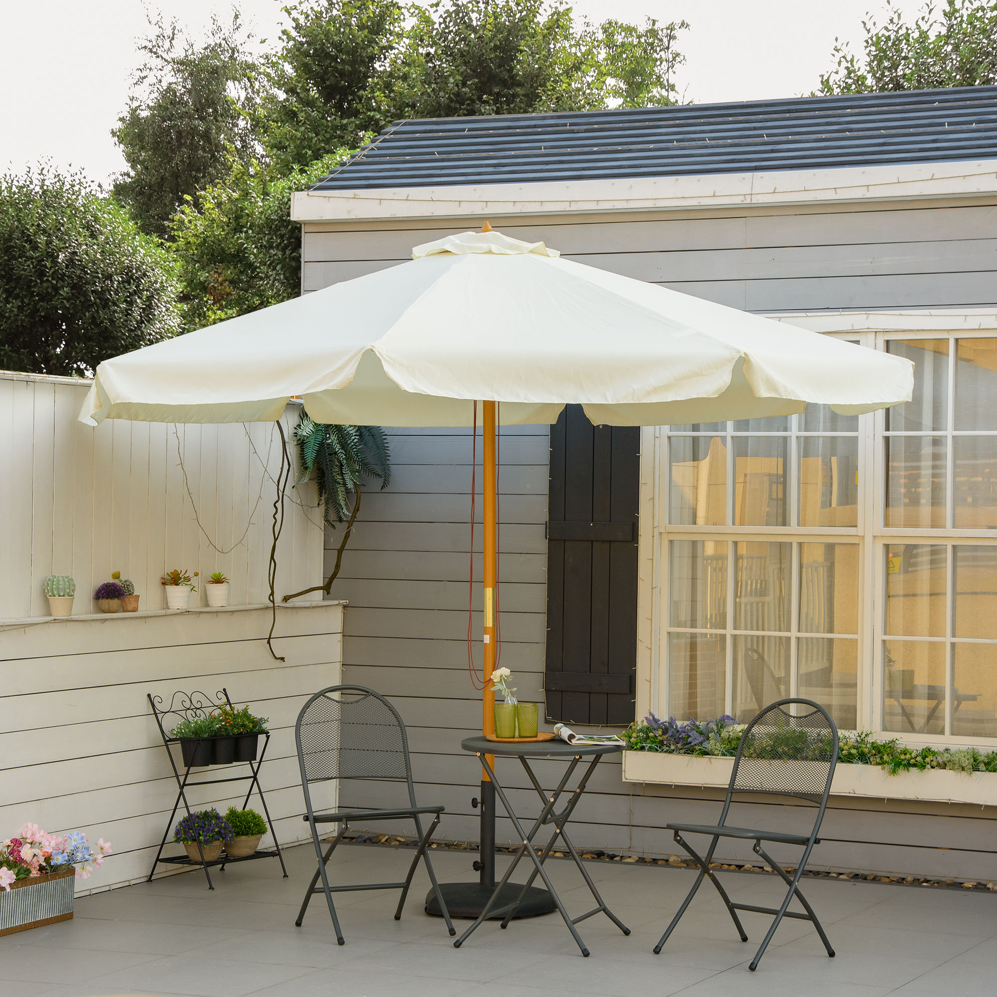 Guarda-sol de jardim Outsunny Cream