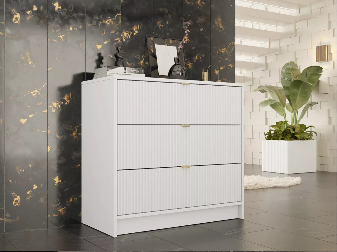 Commode Comfivo Larmire 102, Blanc, Avec tiroirs, 75x80x40cm