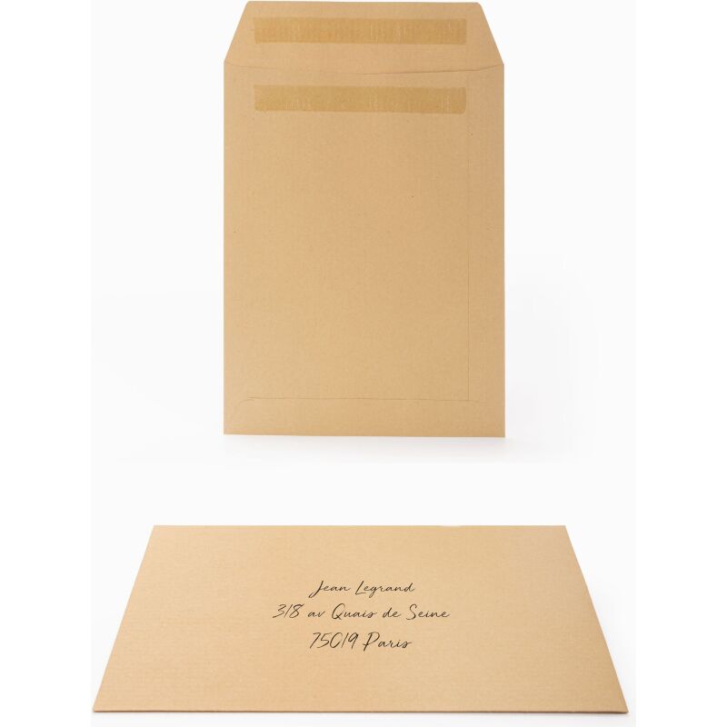 Pochette Sans Marque 162X229 90G Kraft Blond Autocollante