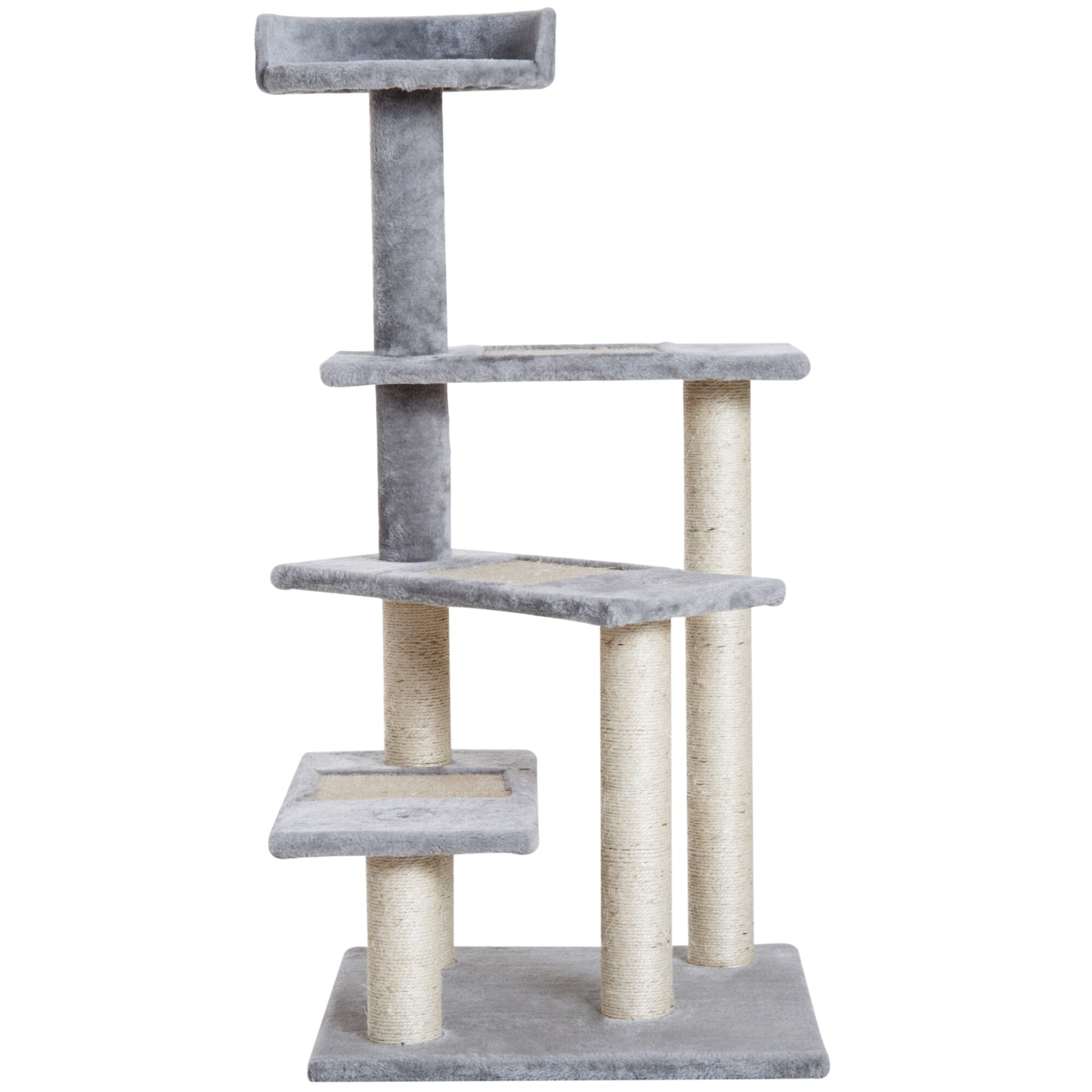 PawHut Kletterbaum mit 5 Ebenen beige, grau 48 x 48 x 101 cm (LxBxH)