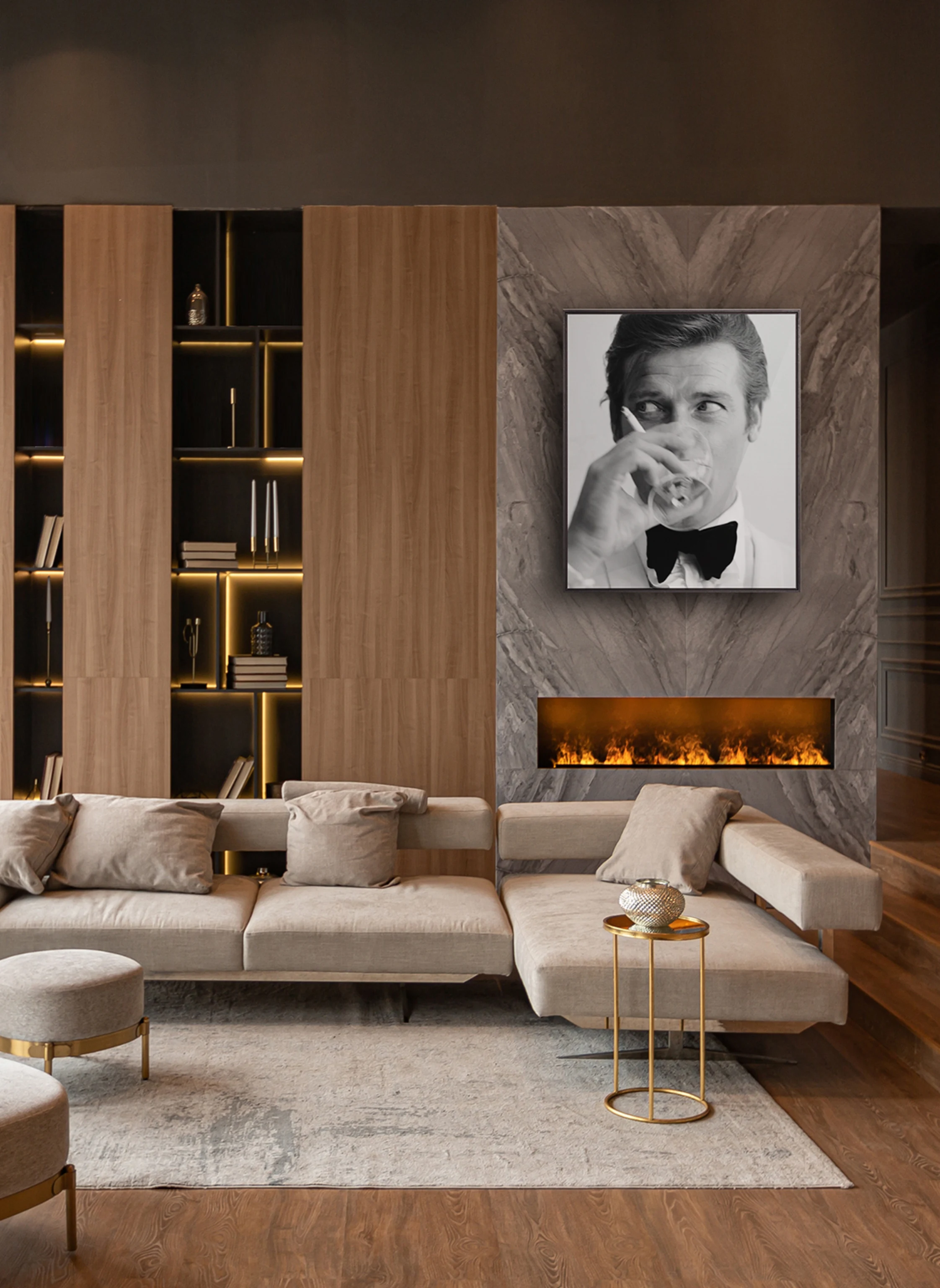 JACOB BADEN Wandbild HERR ROGER MOORE mit Rahmen