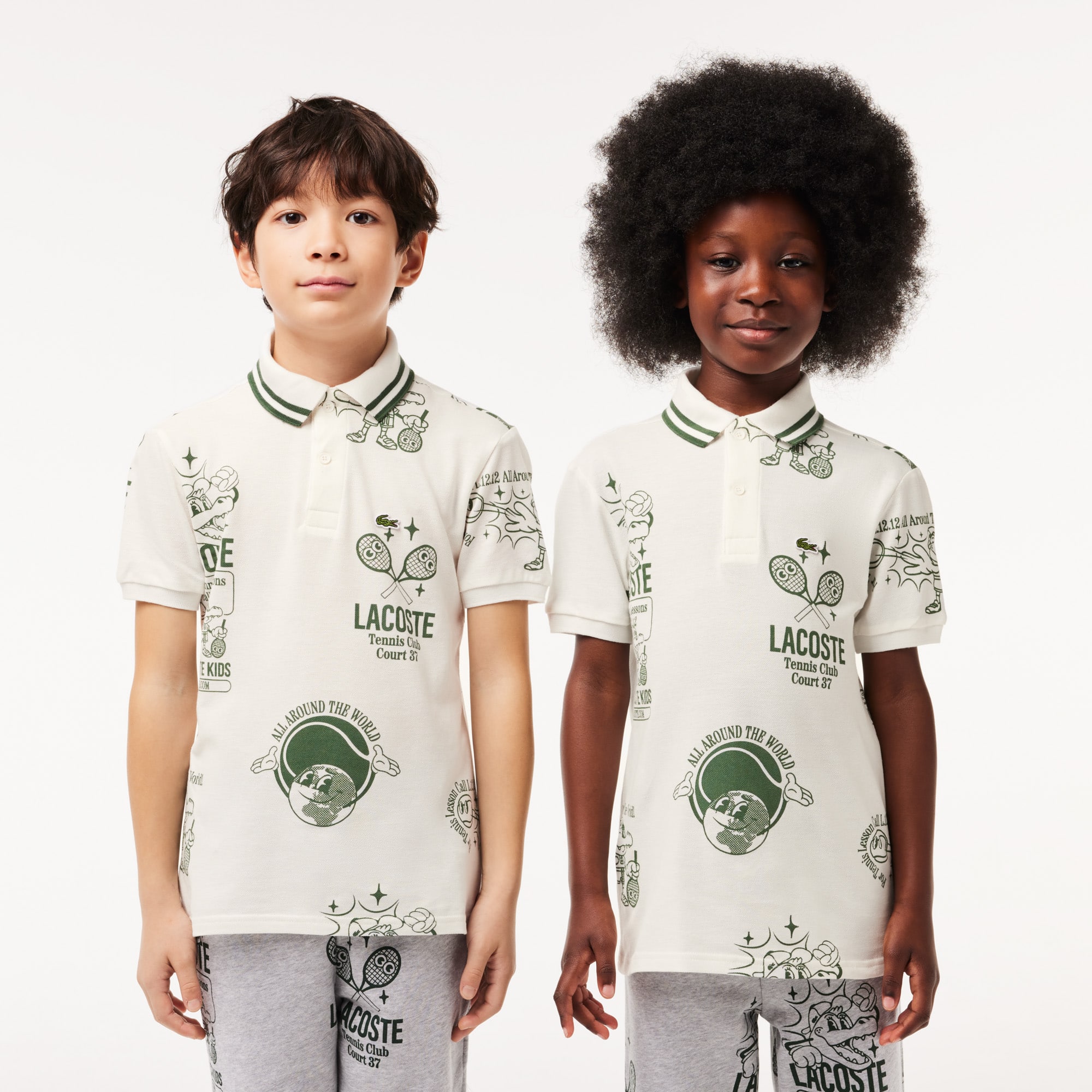 Polo imprimé graphique en coton Polos - Blanc - Lacoste - Enfant