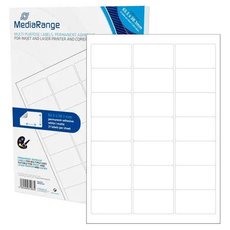 MediaRange Etiketten 50 Blatt DIN A4, 63.5 x 38.1 mm, 1050 Stück