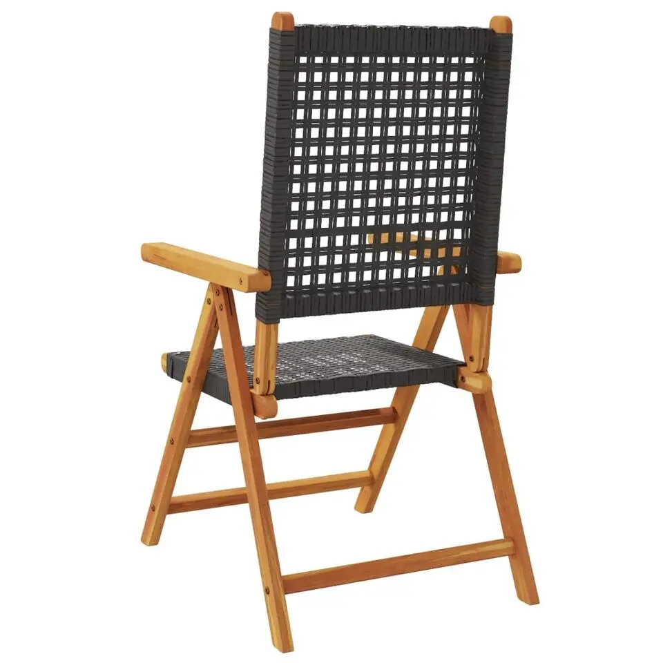 vidaXL - Verstelbare tuinstoelen - Zwart - Poly rattan en hout zwart - 4 stuks