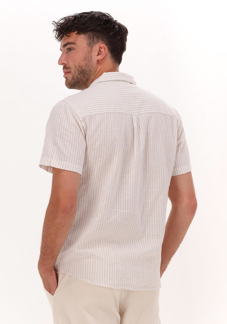ANERKJENDT beige anerkjendt casual overhemd akleo cot/lin stripe shirt