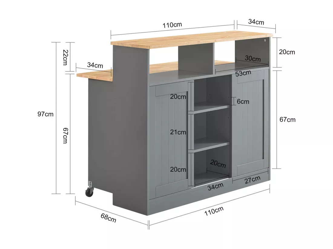 Buffet de Rangement Placard de Cuisine Ilot de Cuisine Armoire de Cuisine, FSB36-HG