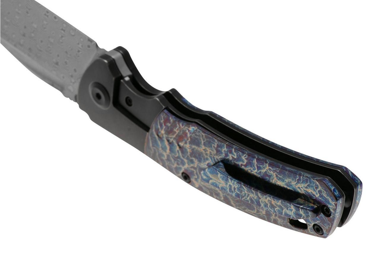 Kansept Hinterland K1057A6 Damascus, Blackwashed Titanium, Lightning Strike Titanium, zakmes, Morgan Koens design