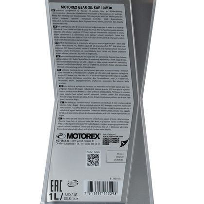 Huile moteur Motorex GEAR OIL 2T 10W30 1L Universel