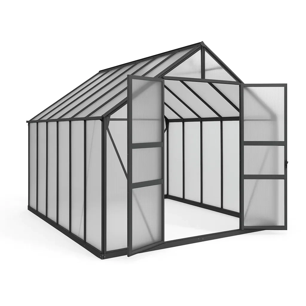 Serre de jardin en aluminium et polycarbonate gris 250 x 190 x 195 cm