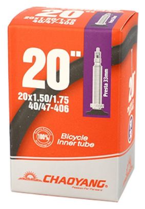 CHAMBRE AIR VTT 20X1.50/1.75 VP CHAOYANG VALVE 33MM